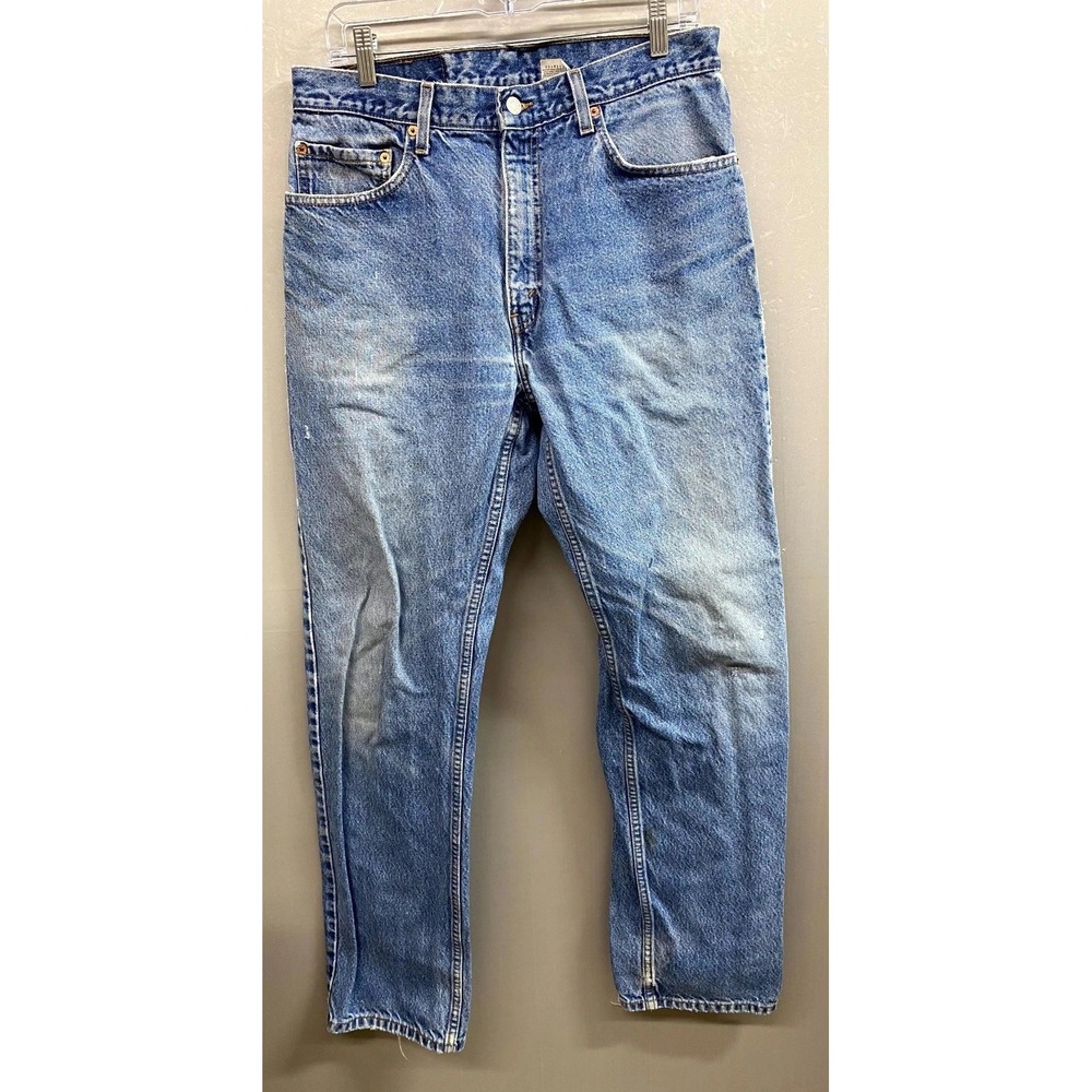 VTG Levi's 505 Jeans Men 34x34 Blue Denim Cotton Straight Leg Distressed Regular
